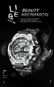 LIGE Digital Men Military Watch 50m Waterproof Wristwatch LED Quartz Clock Sport Watch Male Big Watches Men Relogios Masculino