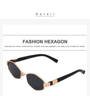 Sexy Small Frame Hexagon Sunglasses Women With Chain 2024 Luxury Brand Designer Punk Sun Glasses For Ladies Shades Gafas De Sol