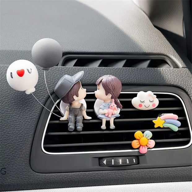 Lovely Couple Girl Boy Car Air Vent Freshener Essential Oil Perfume Clip Scented Aromas Diffuser Decor Auto Interior Accessories