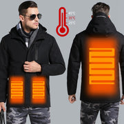 Men Winter Thick USB Heating Cotton Jacket Waterproof Windbreaker Hooded Winter Coat Thick Warm Mens Winter Jacket Father's Gift