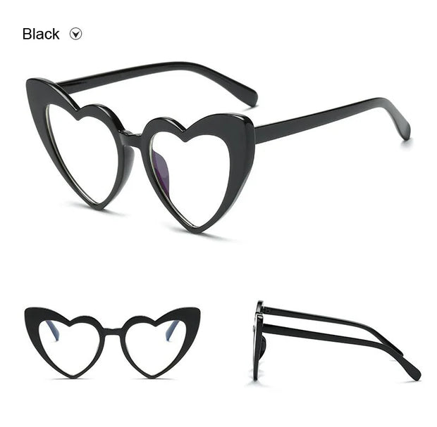 Love Heart Cat Eye Sunglasses Woman Vintage Christmas Gift Black Pink Red Heart Shape Sun Glasses For Woman Uv400