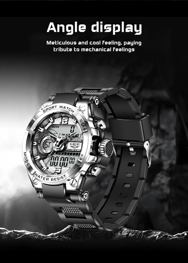 LIGE Digital Men Military Watch 50m Waterproof Wristwatch LED Quartz Clock Sport Watch Male Big Watches Men Relogios Masculino