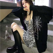 Y2K Gothic Butterfly Print Oversize Zip Up Hoodies 2021 Winter New Grunge Long Sleeve Sweatshirt Casual Hooded Jacket Streetwear