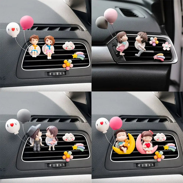 Lovely Couple Girl Boy Car Air Vent Freshener Essential Oil Perfume Clip Scented Aromas Diffuser Decor Auto Interior Accessories