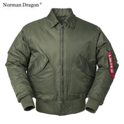 CWU/45P high quality thick nylon mens bomber jacket winter green black padded pilot flight jacket windproof