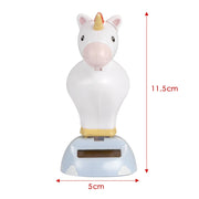 Car Ornament Solar Powered Dancing Shaking Head Cartoon Unicorn Doll Automobile Auto Dashboard Decoration Cute Car Accessories