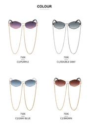 Sexy Small Frame Hexagon Sunglasses Women With Chain 2024 Luxury Brand Designer Punk Sun Glasses For Ladies Shades Gafas De Sol