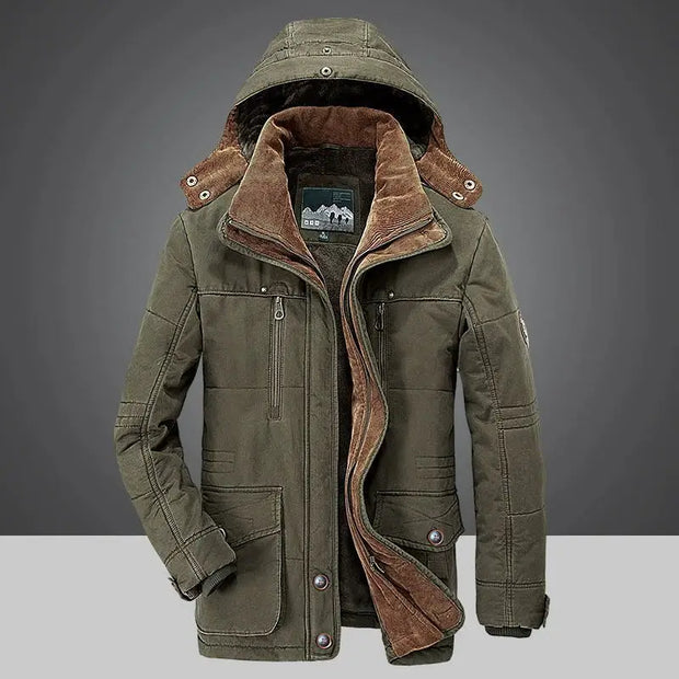 Windproof Fleece Jacket Men Warm Thick Windbreaker Military Coats Winter Hooded Parkas Outerwear Overcoat High Quality Clothing