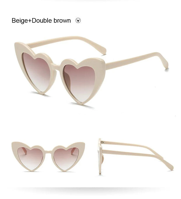 Love Heart Cat Eye Sunglasses Woman Vintage Christmas Gift Black Pink Red Heart Shape Sun Glasses For Woman Uv400