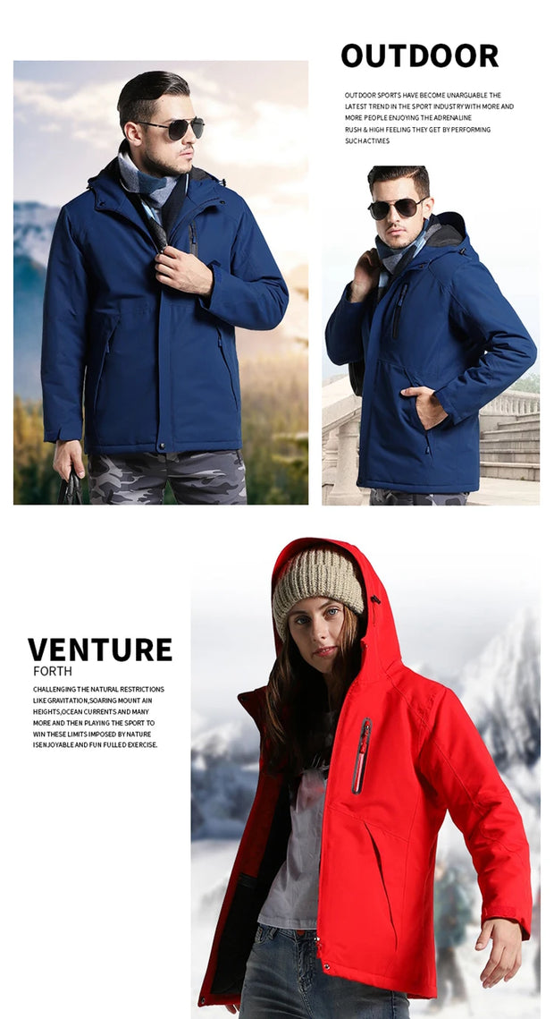 Men Winter Thick USB Heating Cotton Jacket Waterproof Windbreaker Hooded Winter Coat Thick Warm Mens Winter Jacket Father's Gift