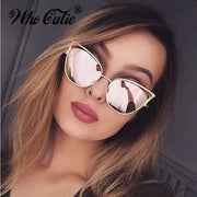 WHO CUTIE 2024 Oversized Cat Eye Sunglasses Women Brand Designer Retro Vintage Gold Pink Mirror Sun Glasses Female Shades OM807