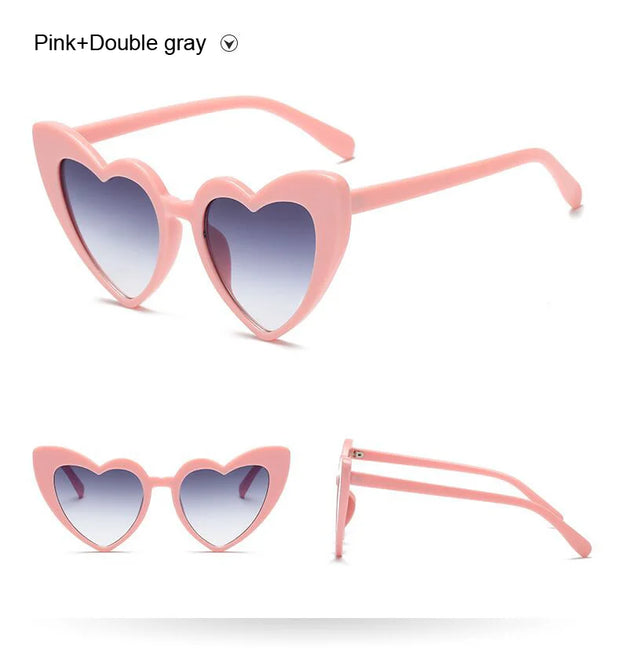 Love Heart Cat Eye Sunglasses Woman Vintage Christmas Gift Black Pink Red Heart Shape Sun Glasses For Woman Uv400