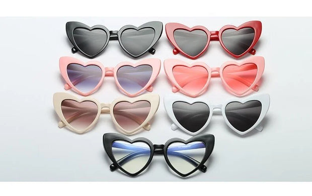 Love Heart Cat Eye Sunglasses Woman Vintage Christmas Gift Black Pink Red Heart Shape Sun Glasses For Woman Uv400