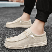 Men's Breathable Casual Canvas Slip Shoes Comfort Slip-on Loafer Soft Penny Loafers for Men Lightweight Driving Boat Shoes