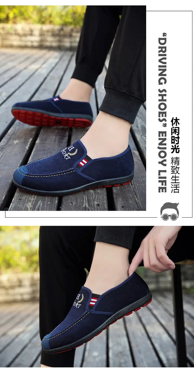 Summer men's casual and fashionable casual shoes, men's canvas shoes, breathable and comfortable men's shoes, lazy flat shoes