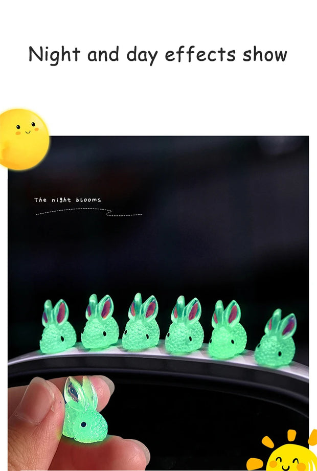 Cute Mini Bunny Car Light-emitting Ornament for Automobile Center Console Steering Wheel Rear Mirror Luminous Rabbit Decoration