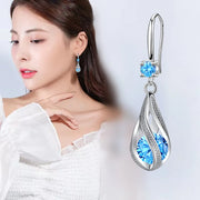 Hot shining 925 Sterling silver fine blue Crystal earrings for women luxury fashion jewelry party wedding accessories gifts