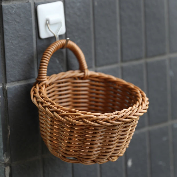 Woven Storage Basket Hanging Portable Wall Hanging Basket Portable Flower Plant Pot Desktop Kitchen Vegetables Storage корзина