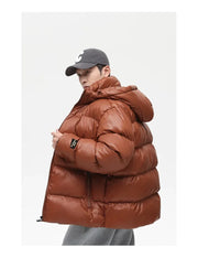 Men Hooded Zipper Parkas Puffer Jackets Padded Cotton Clothes Solid Color with Hoodie Warm Waterproof Jackets Man Winter Coats