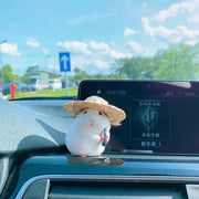 Cute Hamster with Straw Hat Car Ornament,Car Decoration Auto Interior Dashboard Accessories