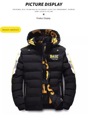 Men Autumn Winter Cotton Jacket Warm Comfortable Padded Thickened Down Jacket 2023 New Double-Sided Clothes Removable Cap M-5XL