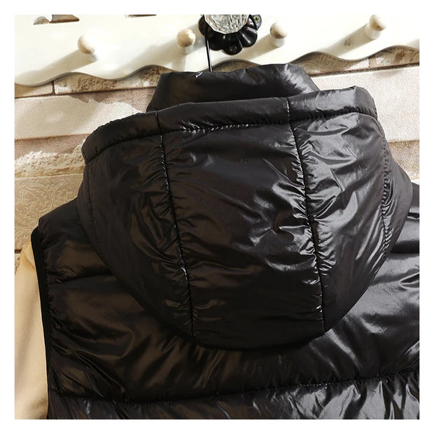 Mens Winter Windproof Sleeveless Jacket Parkas Women Sleeveless Jacket Male Casual Thick Warm Detachable Waistcoat