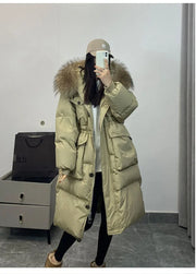 Down Jacket Women Waterproof Winter Long Puffer Jacket 2024 Real Raccoon Fur Hooded Duck Down Coat Female Rain Feather Parkas