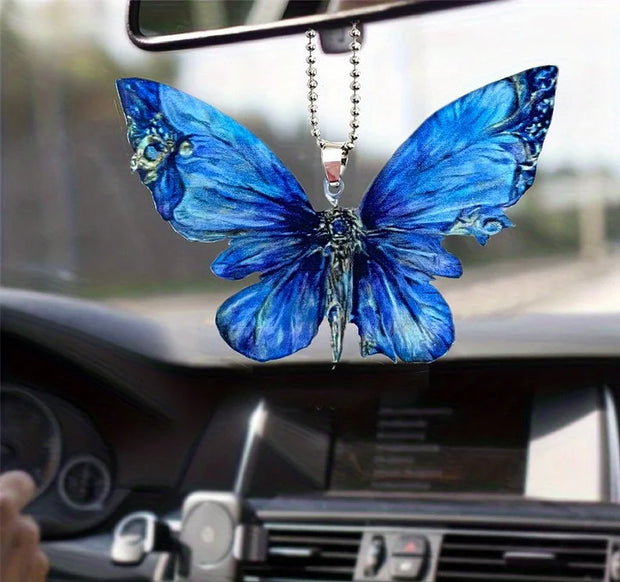 Beautiful 2D Butterfly Car Mirror Pendant - Perfect for Holiday Decorations and Key Chains!