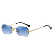 New Rimless Rectangle Vintage Metal Leopard Head Sunglasses Fashion Frameless Tinted Glasses Shades for Women Men