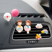 Lovely Couple Girl Boy Car Air Vent Freshener Essential Oil Perfume Clip Scented Aromas Diffuser Decor Auto Interior Accessories