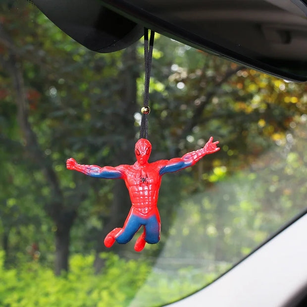 Disney Anime Spiderman Car Pendant Accessories Decor Movie Super Hero Figure Auto Rearview Mirror Hanging Interior Ornaments