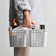 Plastic Shower Caddy Basket with Compartments, Portable Cleaning Supply Storage Organizer with Handle for College Dorm Bathroom