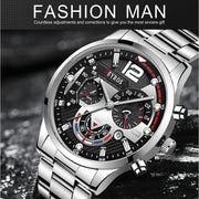 Fashion Mens Sports Watches Luxury Stainless Steel Quartz Wrist Watch Calendar Luminous Clock Men Business Casual часы мужские