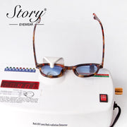 STORY Vintage Rivet Tortoiseshell Round Sunglasses Women Men 2022 Brand Design Retro Yellow Blue Lens Square Sun Glasses S22728