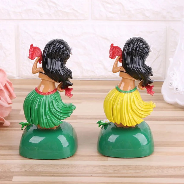 Solar Power Hawaii Girl Hula Bobbling Dancing Toy Car Dashboard Decor Shaking Head Toys Auto Interior Car Decorations Ornaments