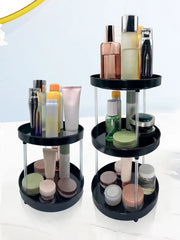 Transparent rotating multi-layer desktop cosmetics shelf storage box desktop dresser skin care products perfume tray