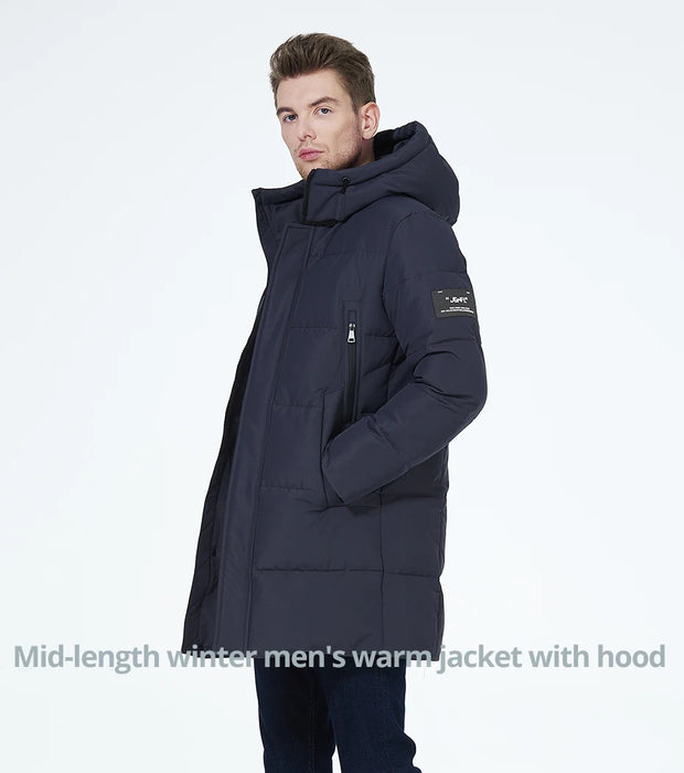 ICEbear 2023 winter  men's clothing thicken warm men's jacket hooded men's mid-length  coat fashionable cotton jacket MWD3061D