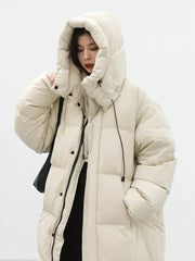 CHIC VEN Women's Down Coats Korean Loose Hooded Thick Warm Long Down Jacket Winter Coat for Women Female Parkas Outerwears 2023