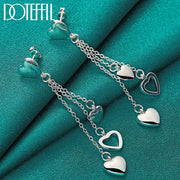 DOTEFFIL 925 Sterling Silver Solid Hollow Heart Drop Earrings For Woman Wedding Engagement Fashion Party Charm Jewelry