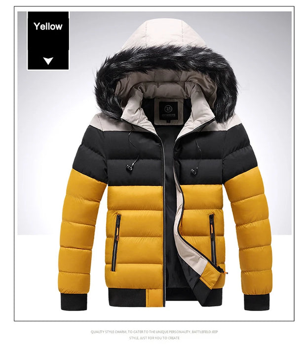 2023 Men's Winter Jacket Casual Warm Thick Waterproof Parkas Coat Men Outwear Windproof Fur Collar Hat Parka Brand Jacket Male