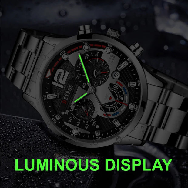 Fashion Mens Sports Watches Luxury Stainless Steel Quartz Wrist Watch Calendar Luminous Clock Men Business Casual часы мужские