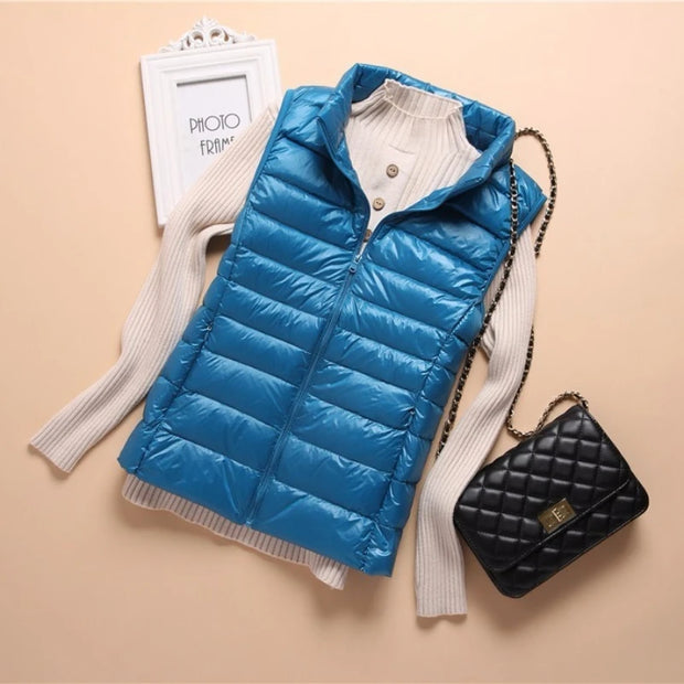 Down Lightweight White Duck Down Vest Short Sleeveless Vest  Autumn/Winter Slim Fit Ultra Light Down Jacket Women Jackets