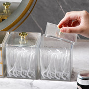 Makeup Storage Organizer Bathroom Jar Cotton Swab Storage Acrylic Square Container Cotton Puff Storage Box Cosmetic Cotton Box