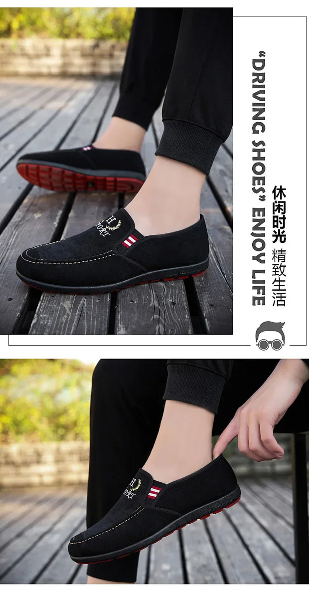 Summer men's casual and fashionable casual shoes, men's canvas shoes, breathable and comfortable men's shoes, lazy flat shoes