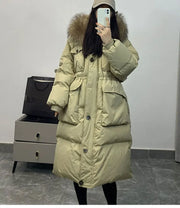 Down Jacket Women Waterproof Winter Long Puffer Jacket 2024 Real Raccoon Fur Hooded Duck Down Coat Female Rain Feather Parkas