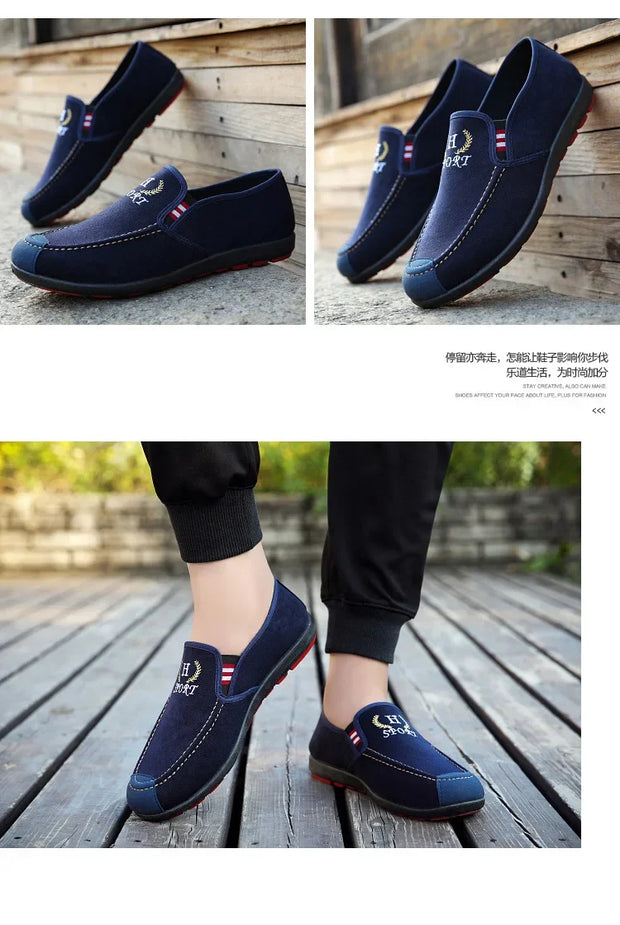 Summer men's casual and fashionable casual shoes, men's canvas shoes, breathable and comfortable men's shoes, lazy flat shoes