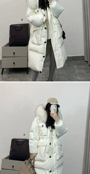 Down Jacket Women Waterproof Winter Long Puffer Jacket 2024 Real Raccoon Fur Hooded Duck Down Coat Female Rain Feather Parkas