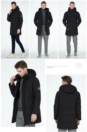 ICEbear 2023 winter  men's clothing thicken warm men's jacket hooded men's mid-length  coat fashionable cotton jacket MWD3061D