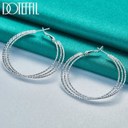 DOTEFFIL 925 Sterling Silver Round Three Circle 50mm Hoop Earrings For Woman Wedding Engagement Party Fashion Charm Jewelry