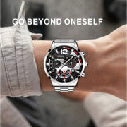 Fashion Mens Sports Watches Luxury Stainless Steel Quartz Wrist Watch Calendar Luminous Clock Men Business Casual часы мужские